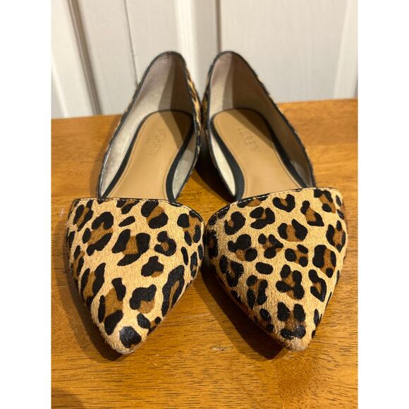 J. Crew Zoe Calf Hair D'Orsay Cheetah Pointed Flats - Picture 2 of 8